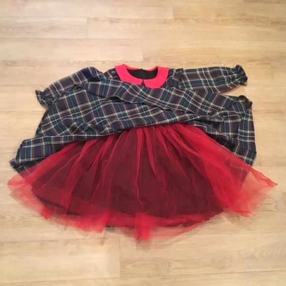 Girl’s  Long Sleeve Bowknot Checked Tutu Princess A-Line Party Dress - Picture 4 of 8